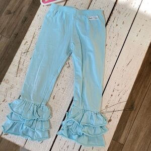 Adorable Essentials Girls Size 4T Blue Triple Ruffle Cotton Leggings Pants
